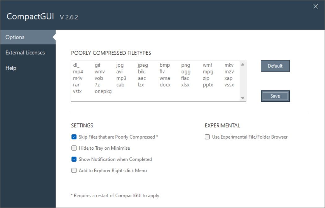 تنظیمات compactgui در ویندوز