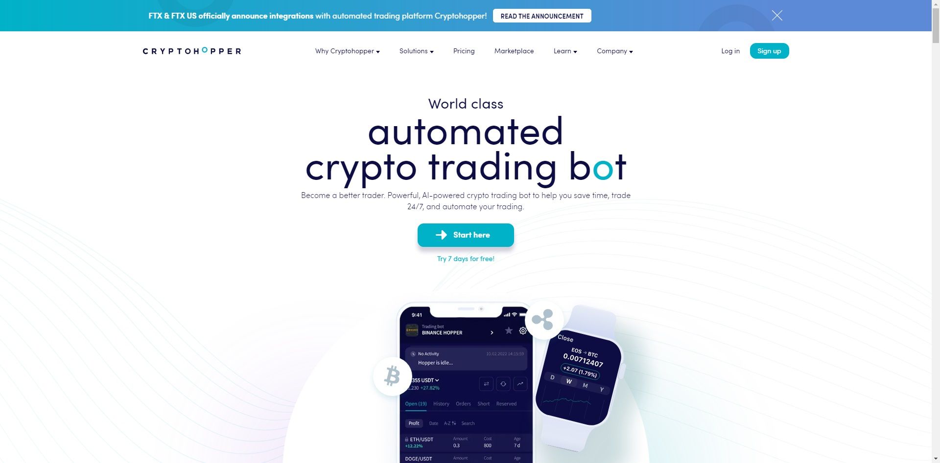 cryptohopper trading bot home page