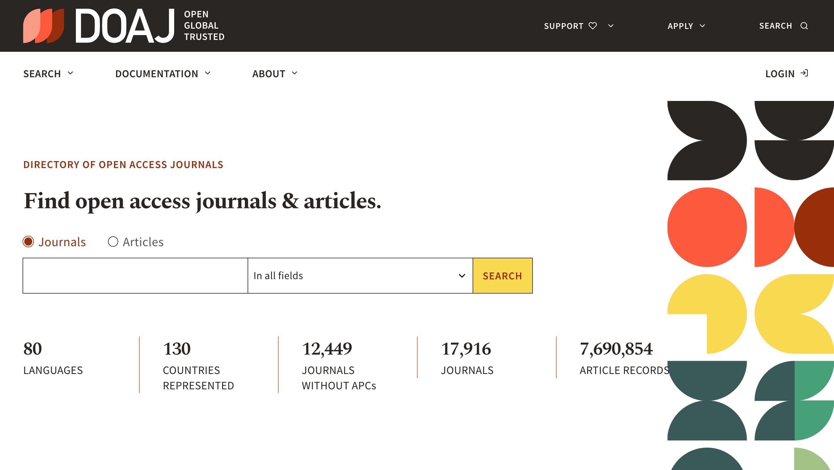 Drectory of Open Access Journals' website