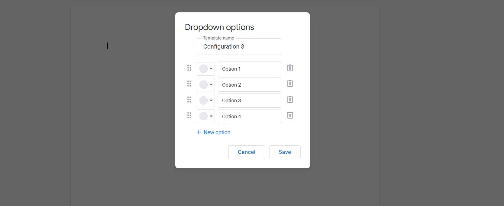 Creating a dropdown list in Google Docs