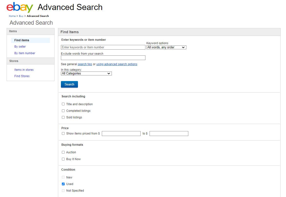 eBay Advanced Search