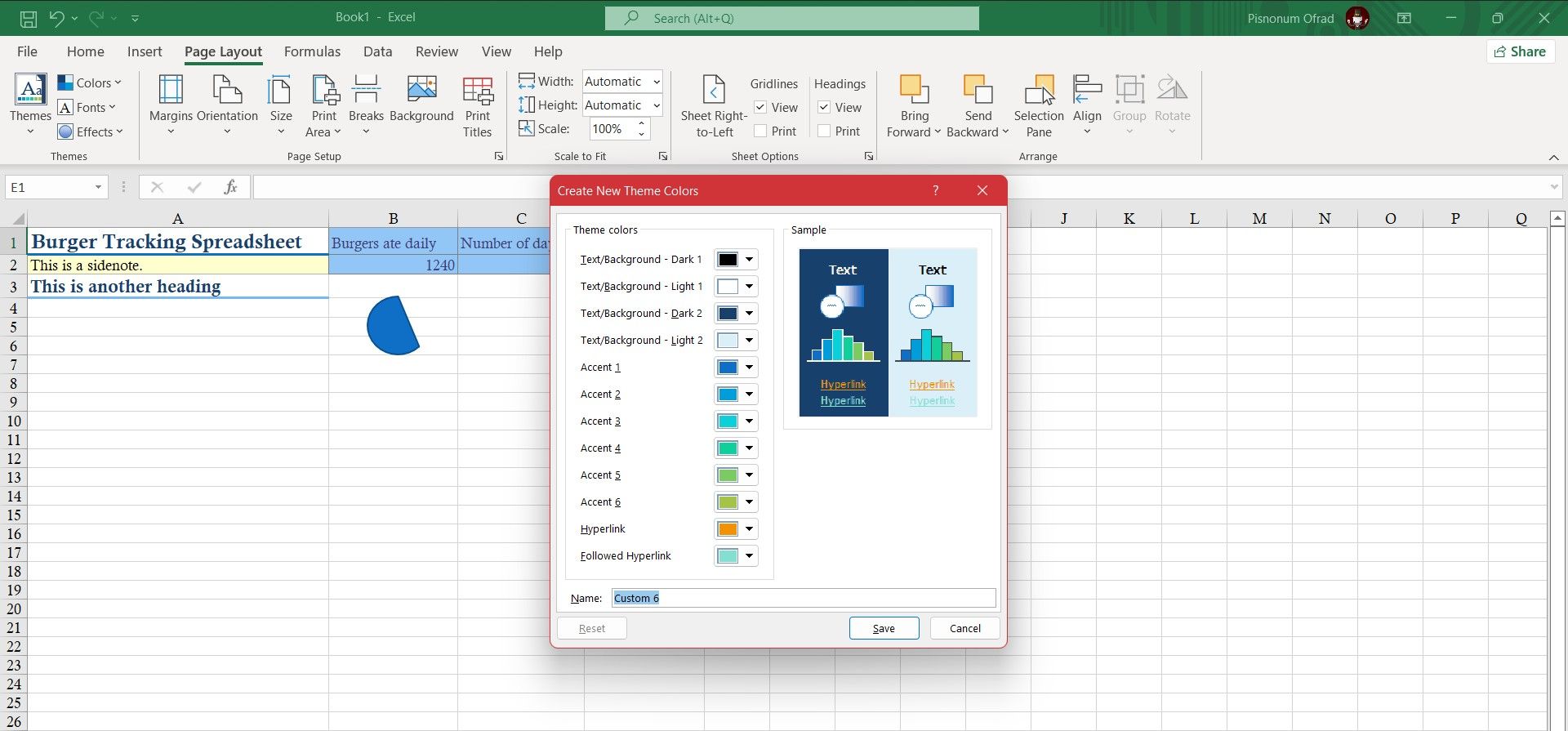 Customizing theme colors in Excel