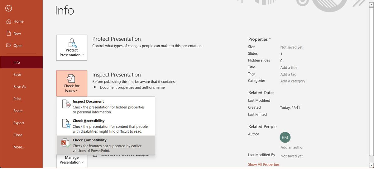 PowerPoint compatibility settings