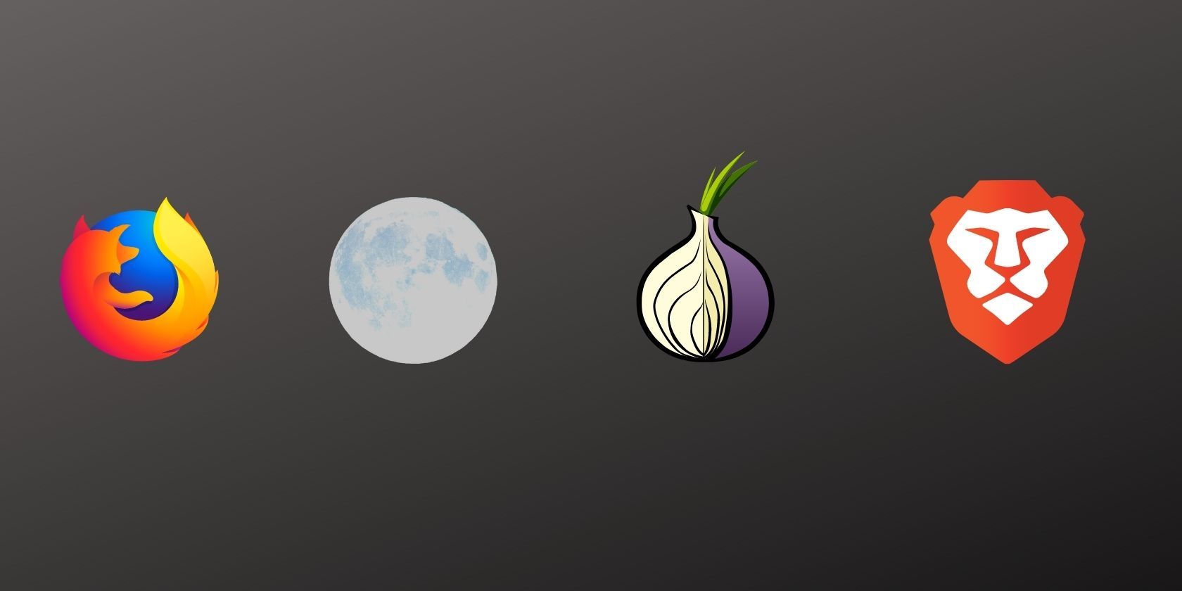 Logos of Firefox, Pale Moon, Tor and Brave browser are seen on a black background