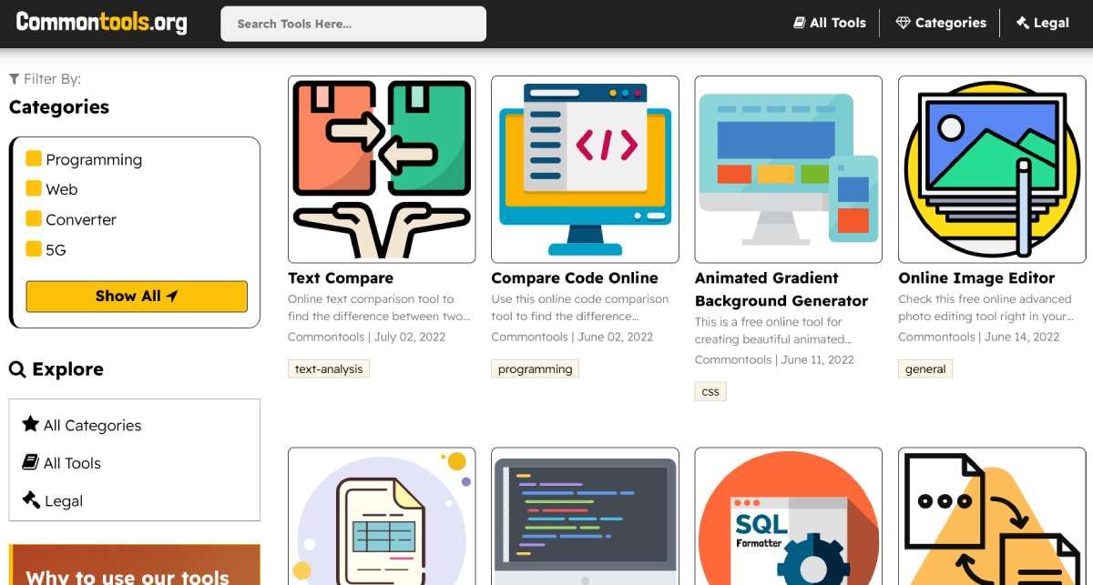 CommonTools offers simple, fast, and easy online tools to do just about anything