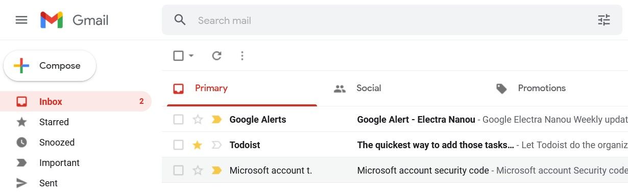 Gmail Emails Marked Important and Starred