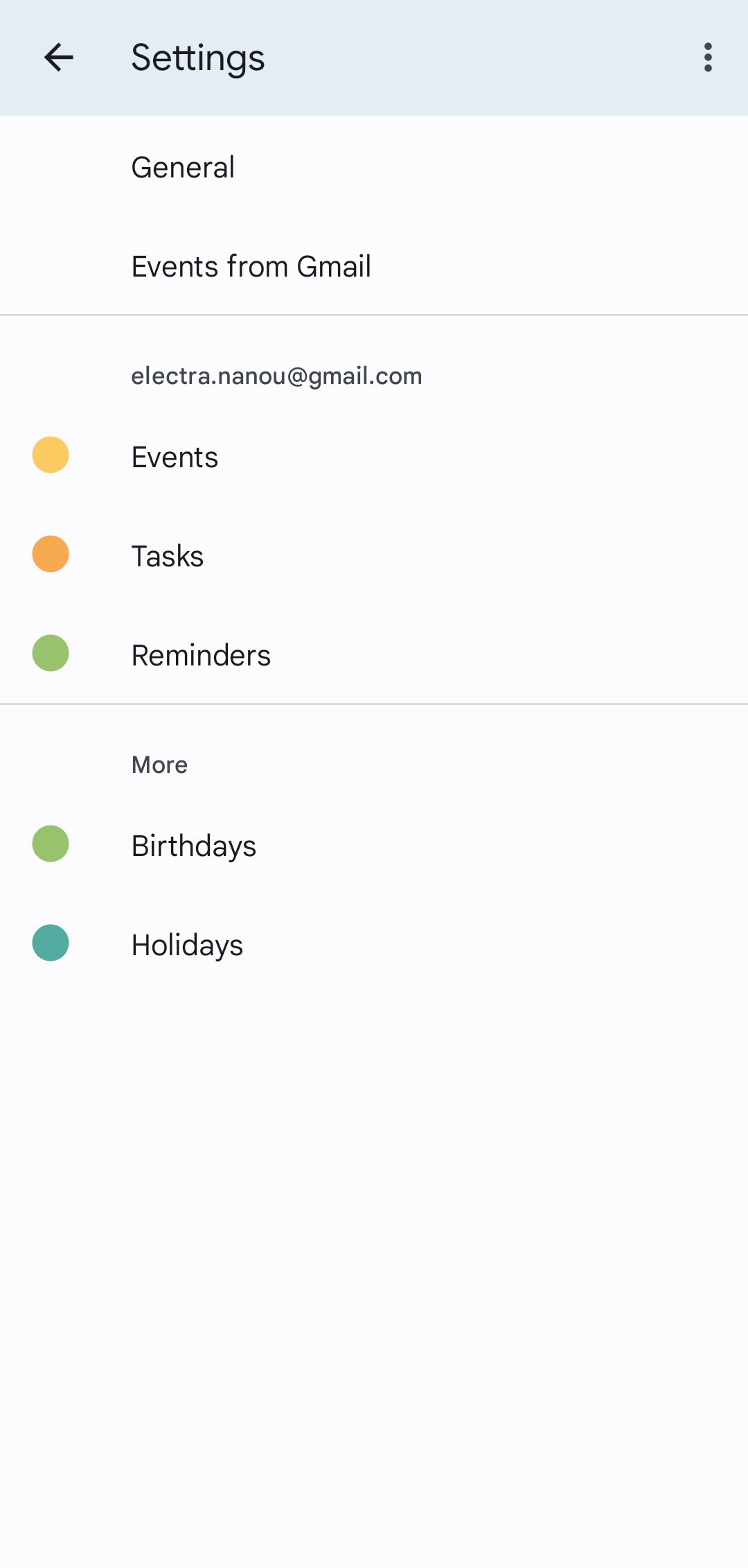 Google Calendar Settings on Android