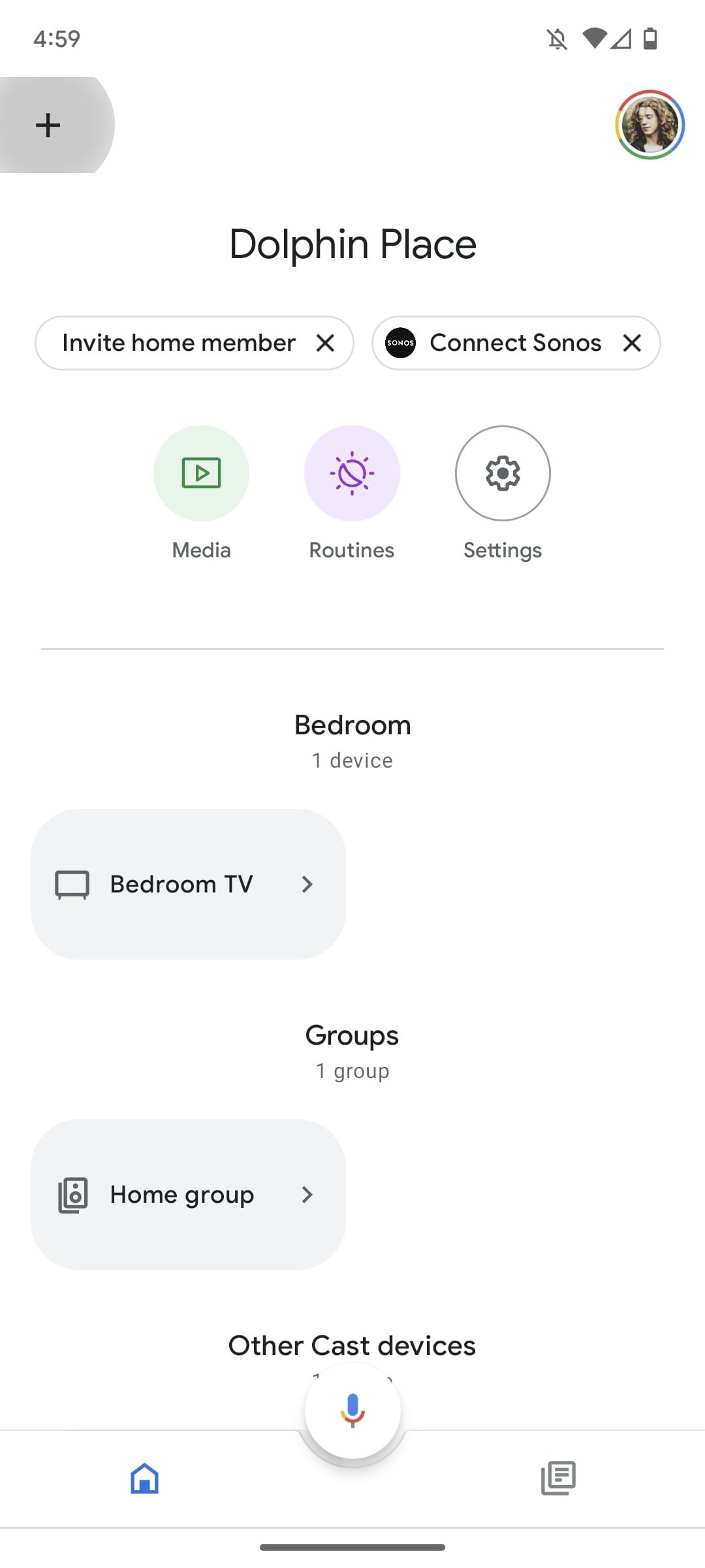 google home app home screen