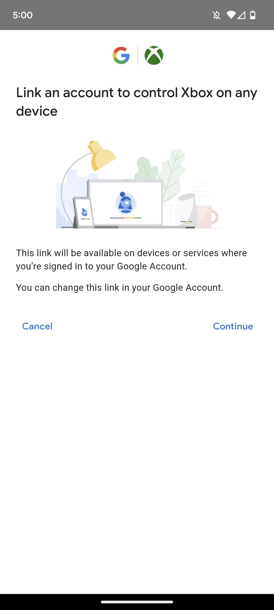 google home app with account connection confirmation