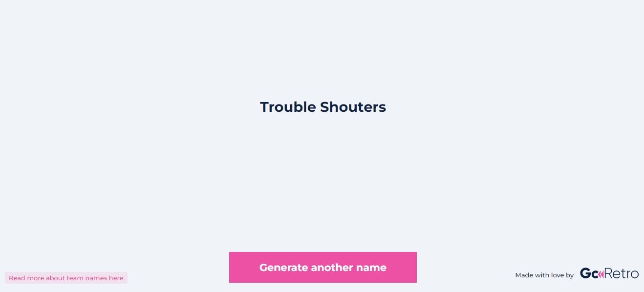 goretro team name generator screenshot