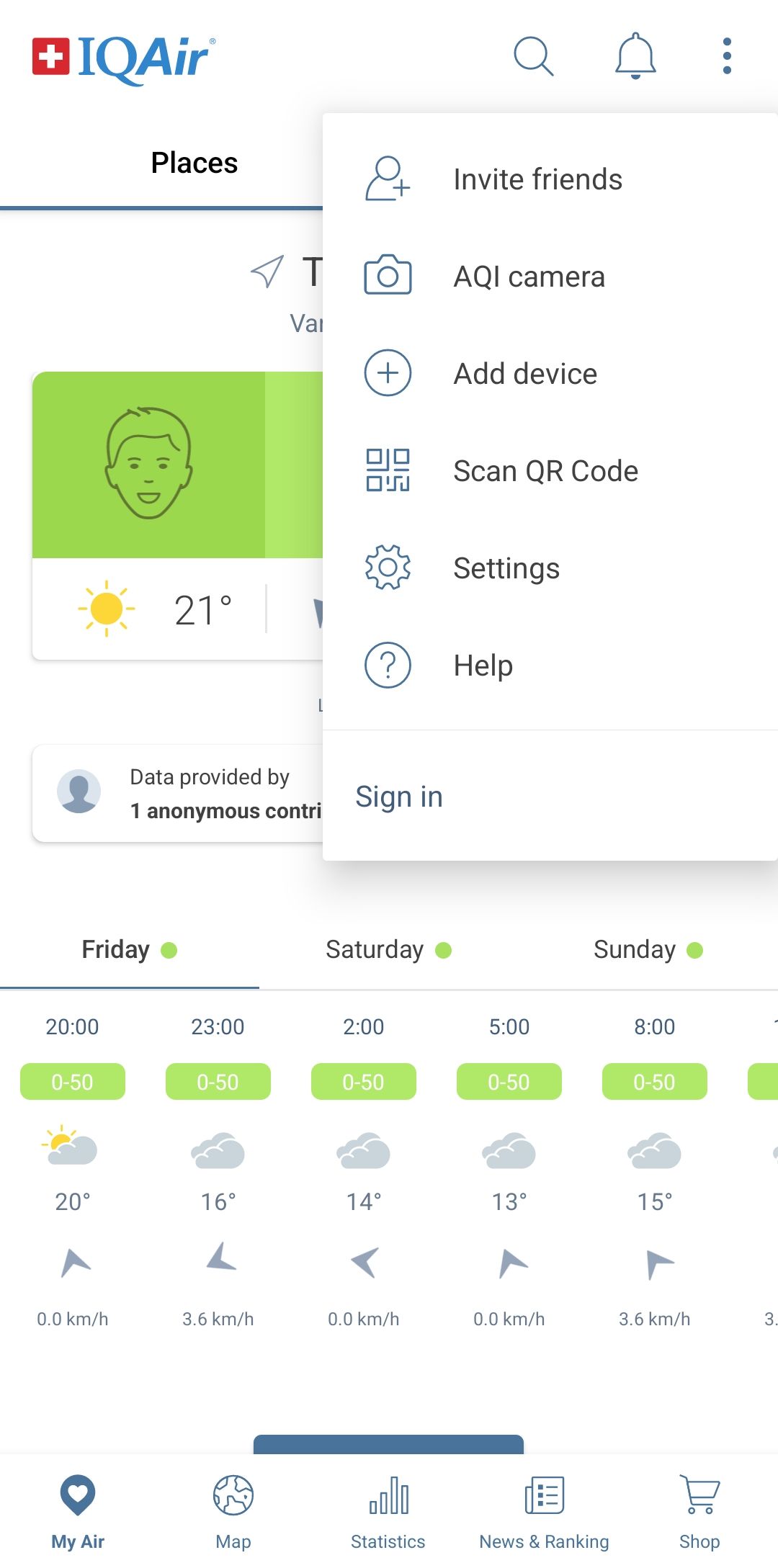 iQAir AirVisual App My Air SettingsSettings