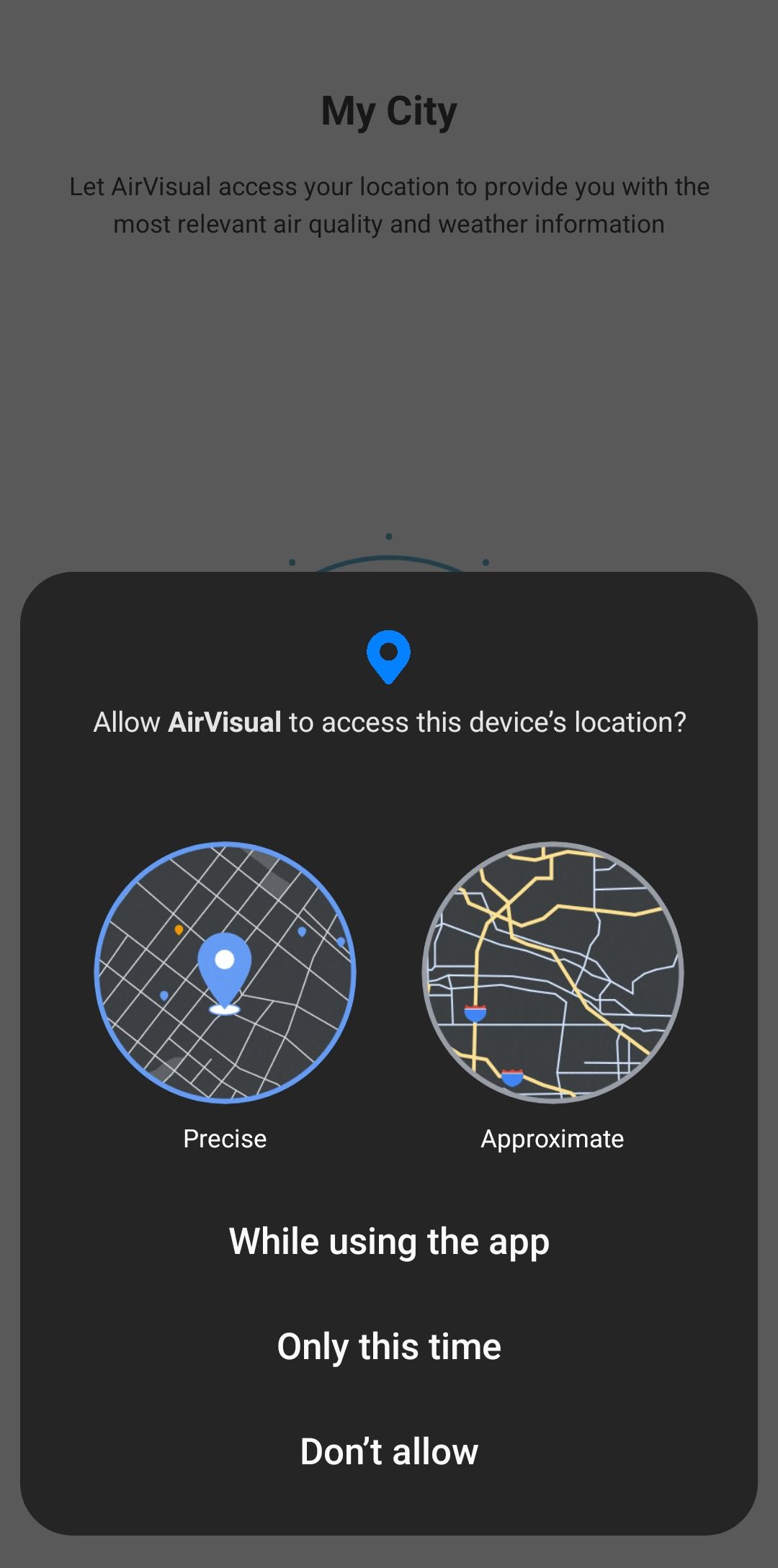 iQAir AirVisual App Setup My City Selection