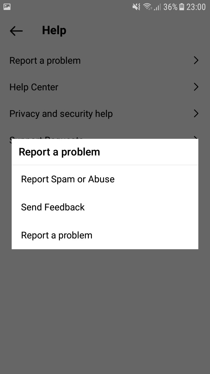 Reporting a problem to Instagram