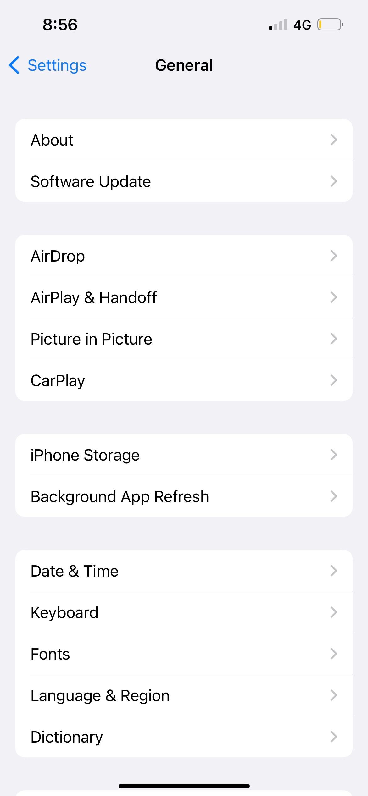 iphone general settings