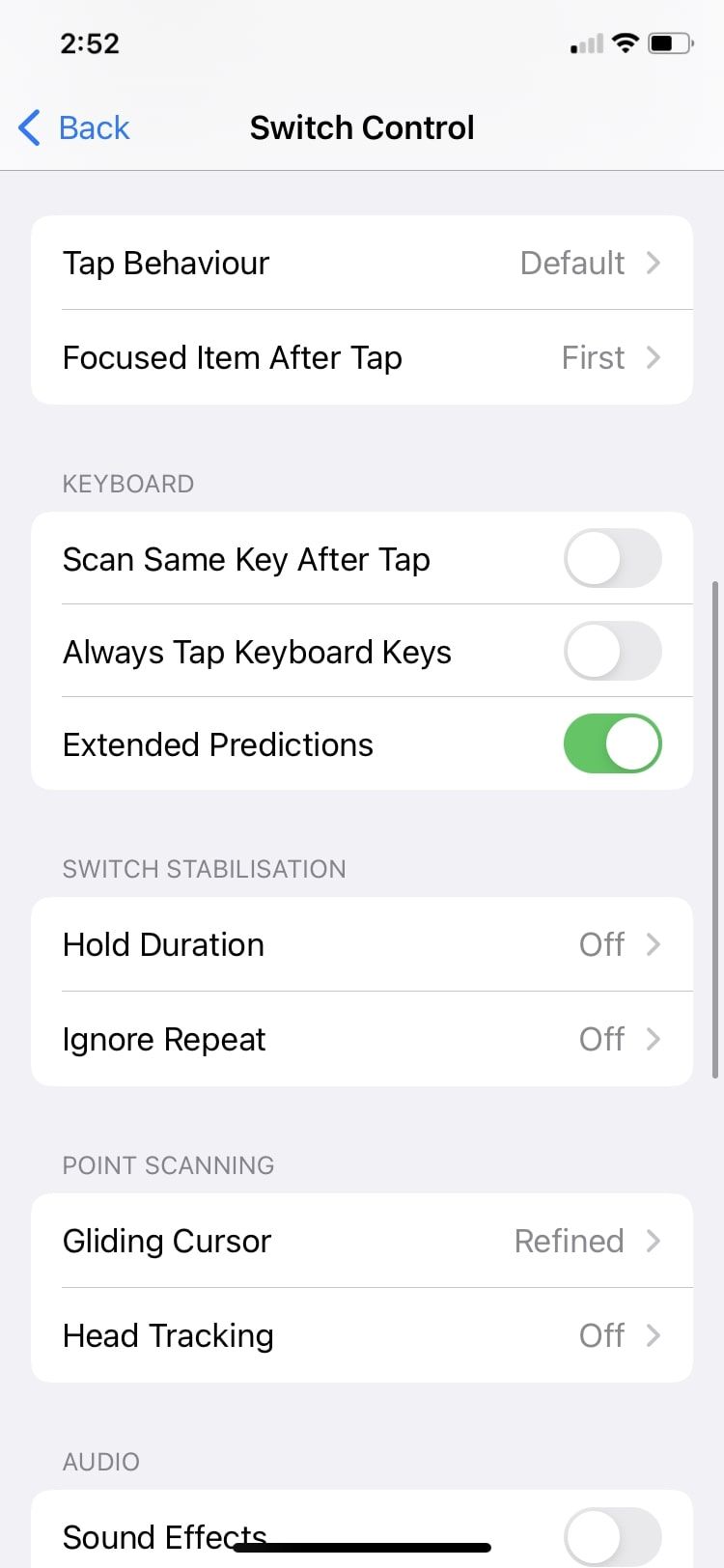 keyboard, switch stabilisation and point scanning