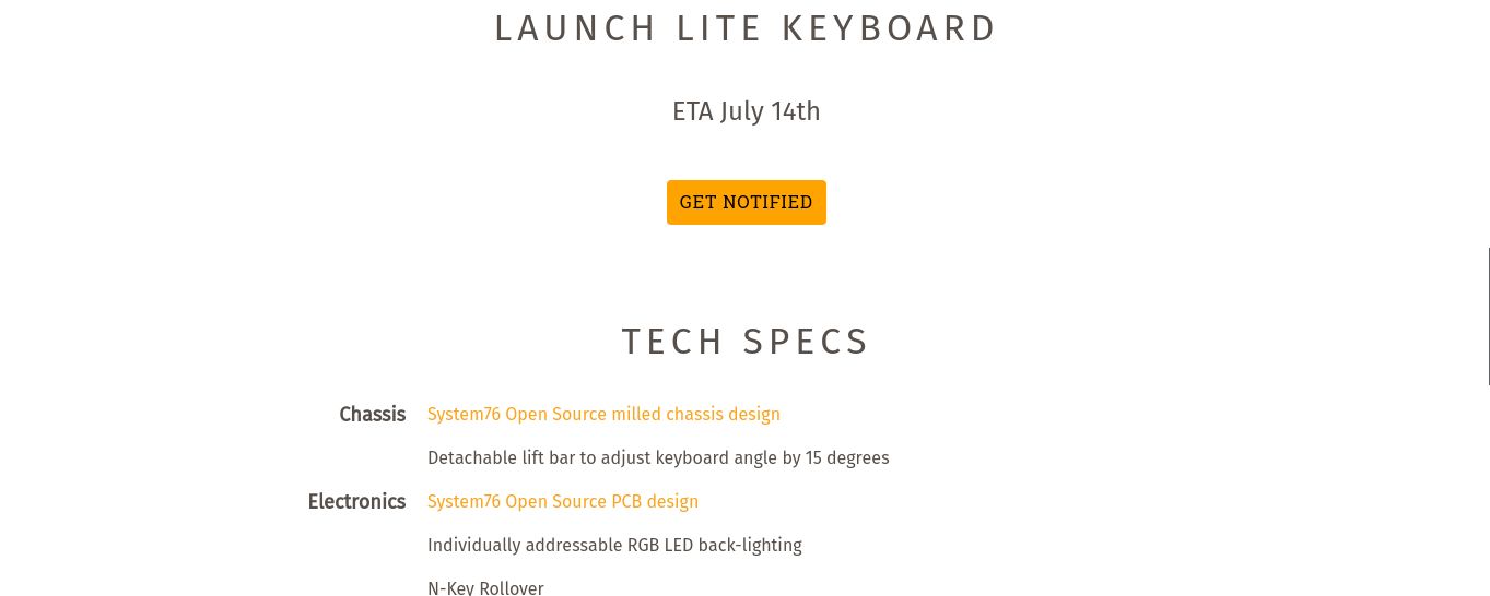 System76 Launch Lite tech specs