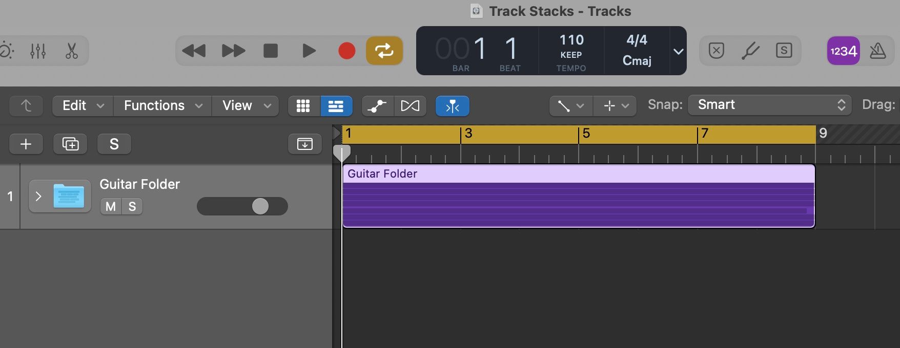 Screenshot of Logic Pro Folder Stack track.