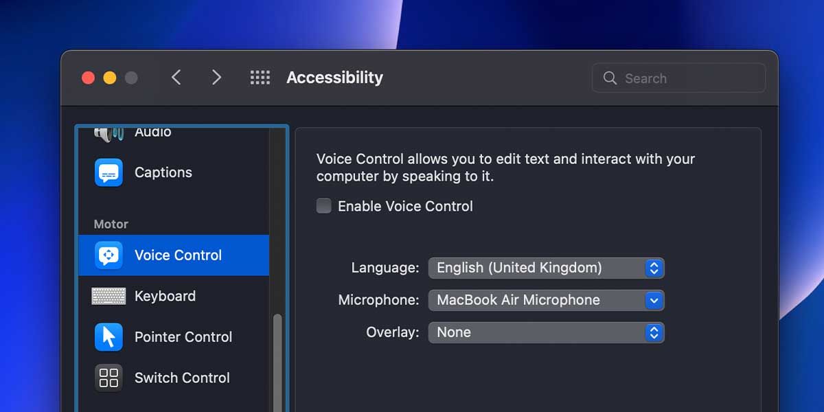 macOS Motor Accessibility Features