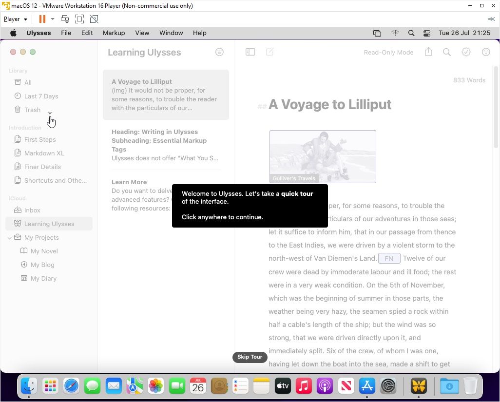 macos virtual machine ulysses writing app tutorials
