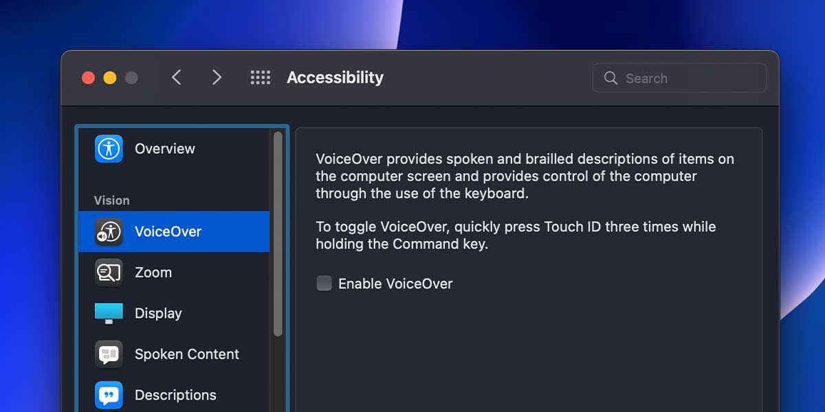 macOS Vision Accessibility Features