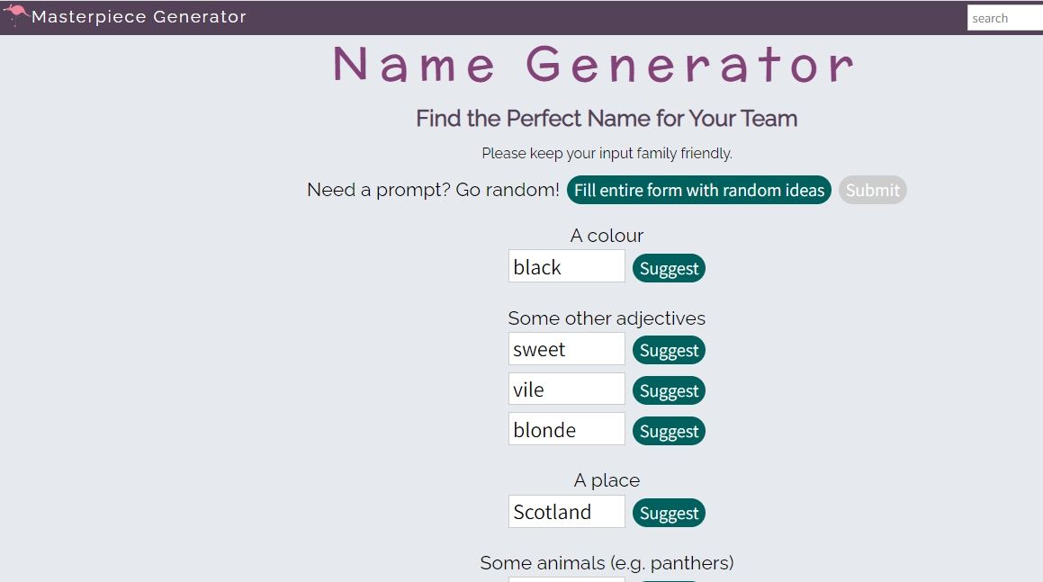 masterpiece name generator screenshot