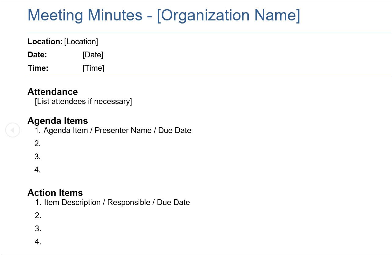 Meeting minutes template
