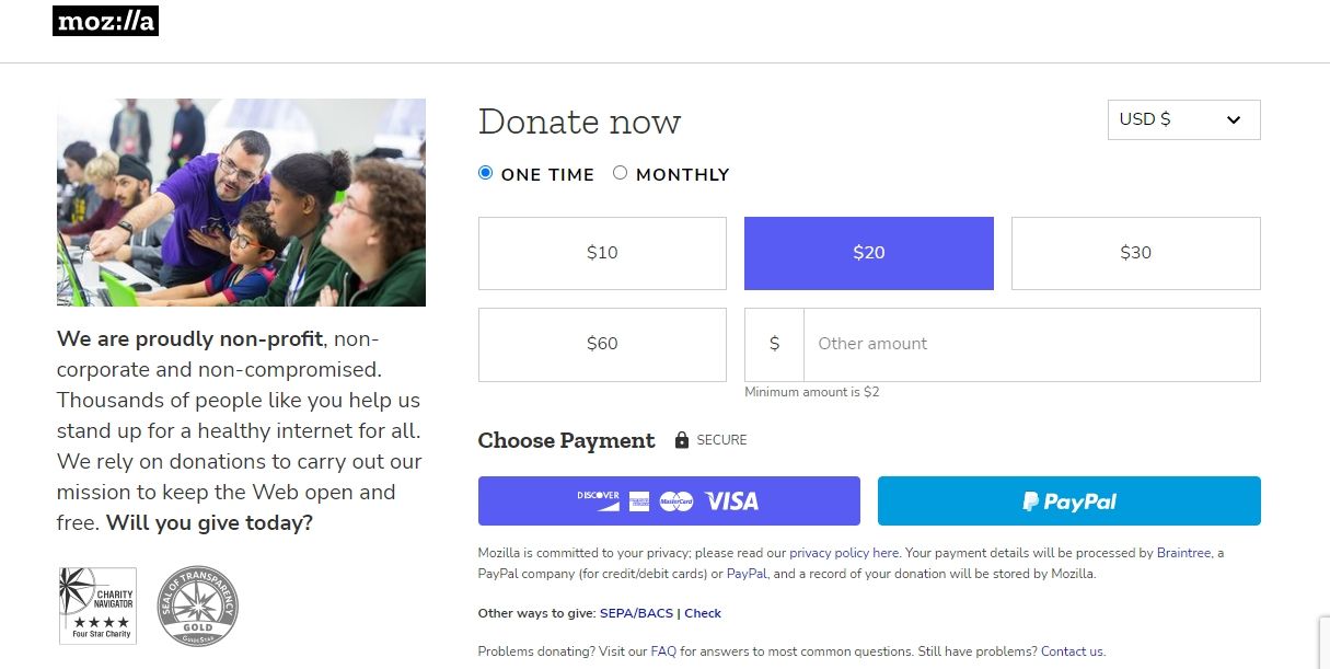 mozilla donate screenshot