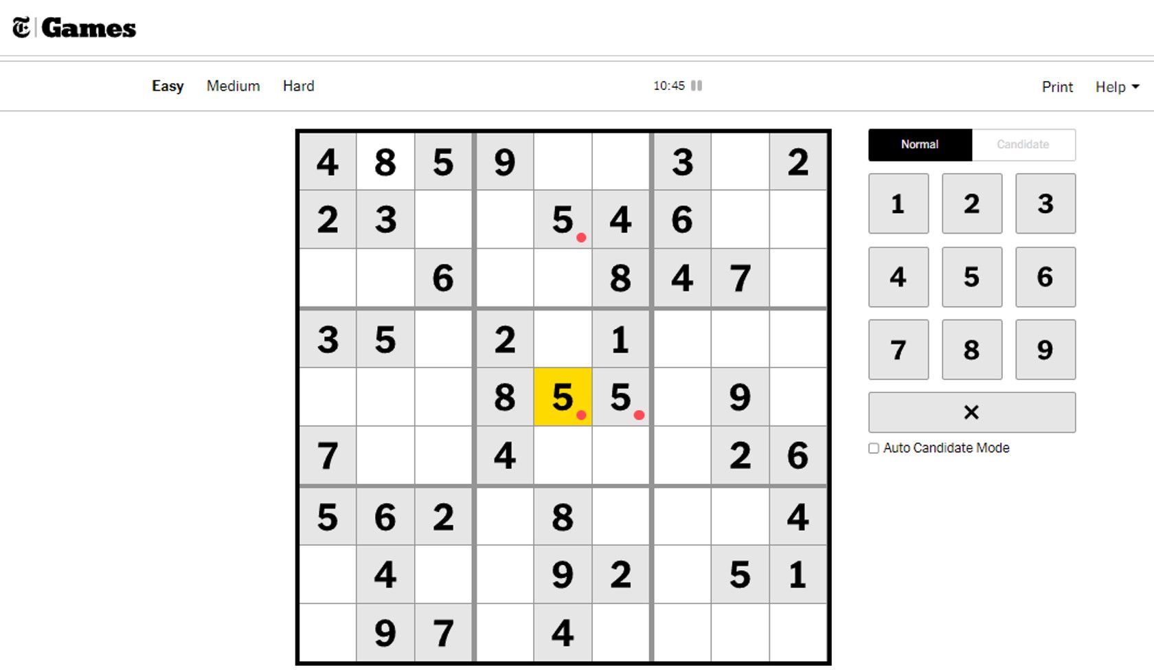 new york times online Sudoku puzzle website