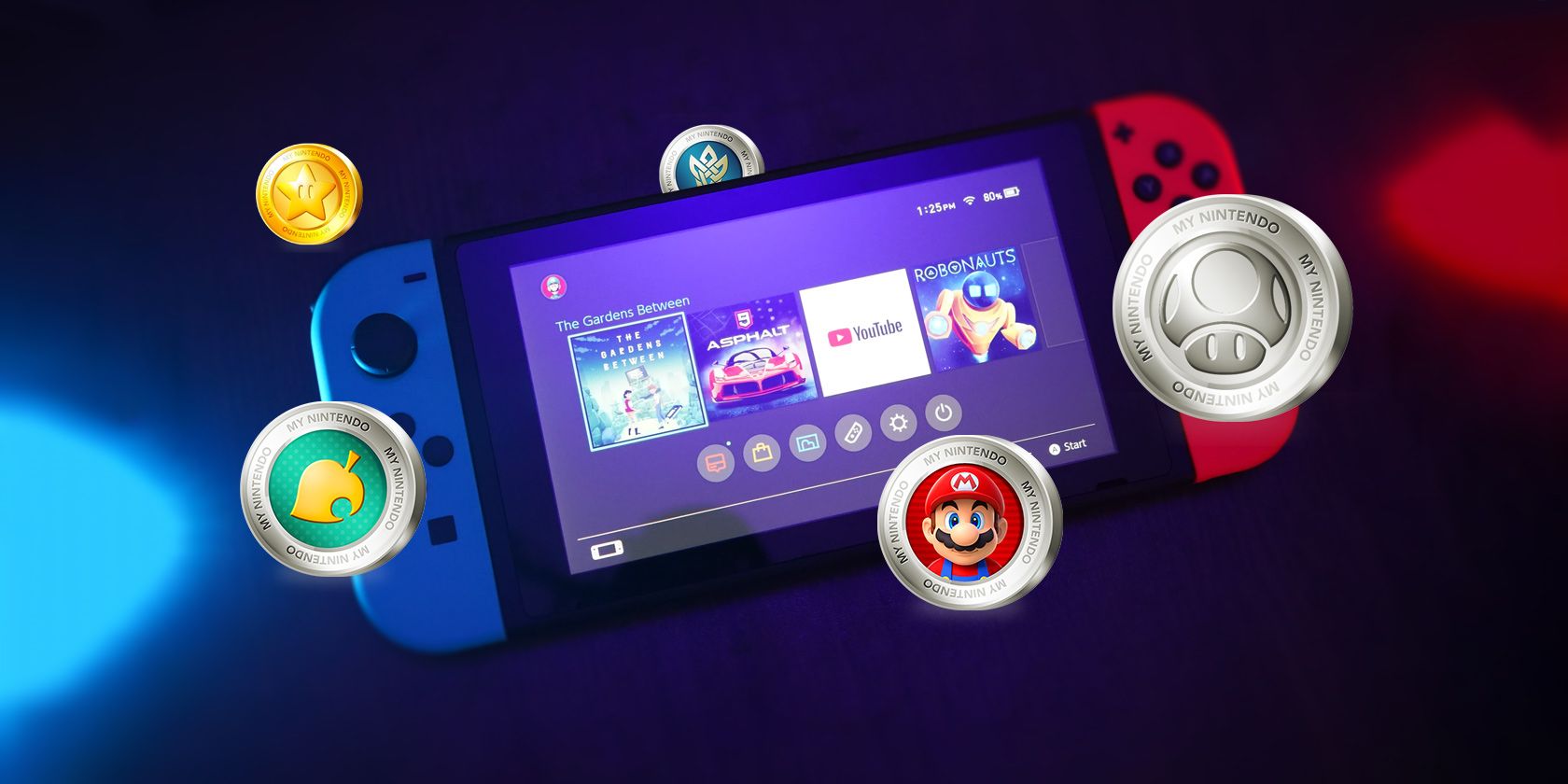 Nintendo Switch with Rewards Icons