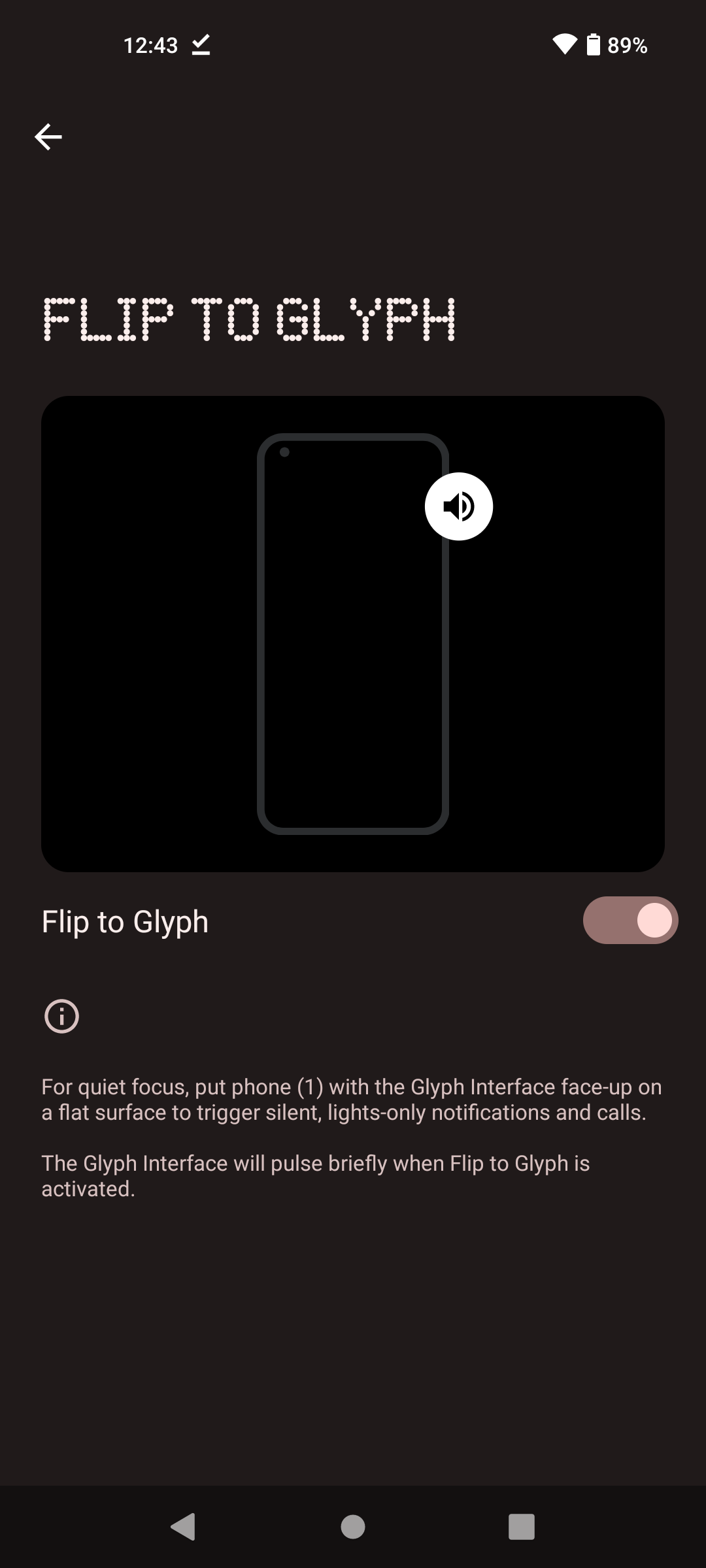 nothing phone 1 flip to glyph