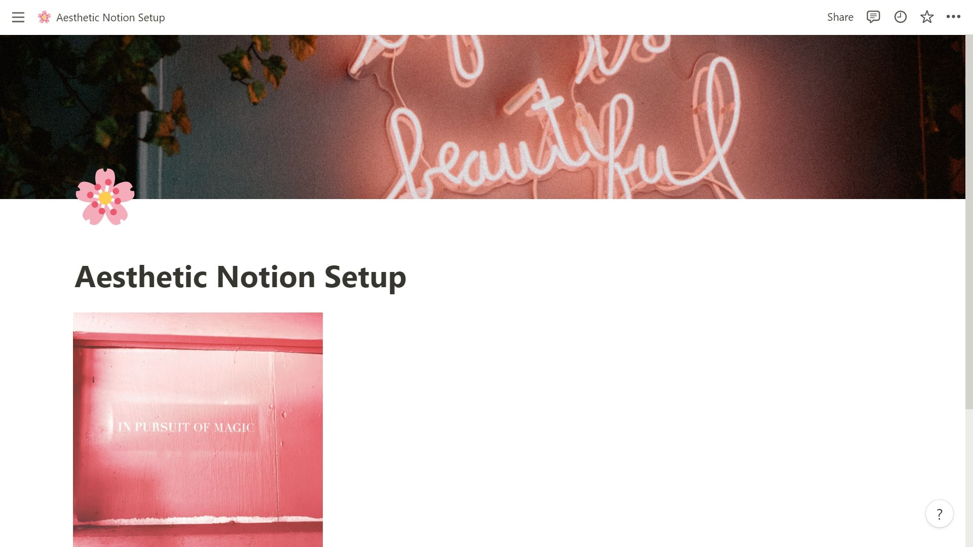 notion page with pictures