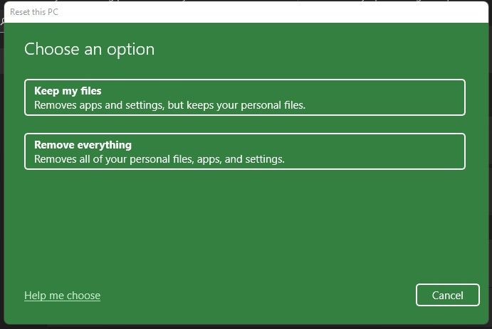 Restablecimiento de opciones en Windows 11 