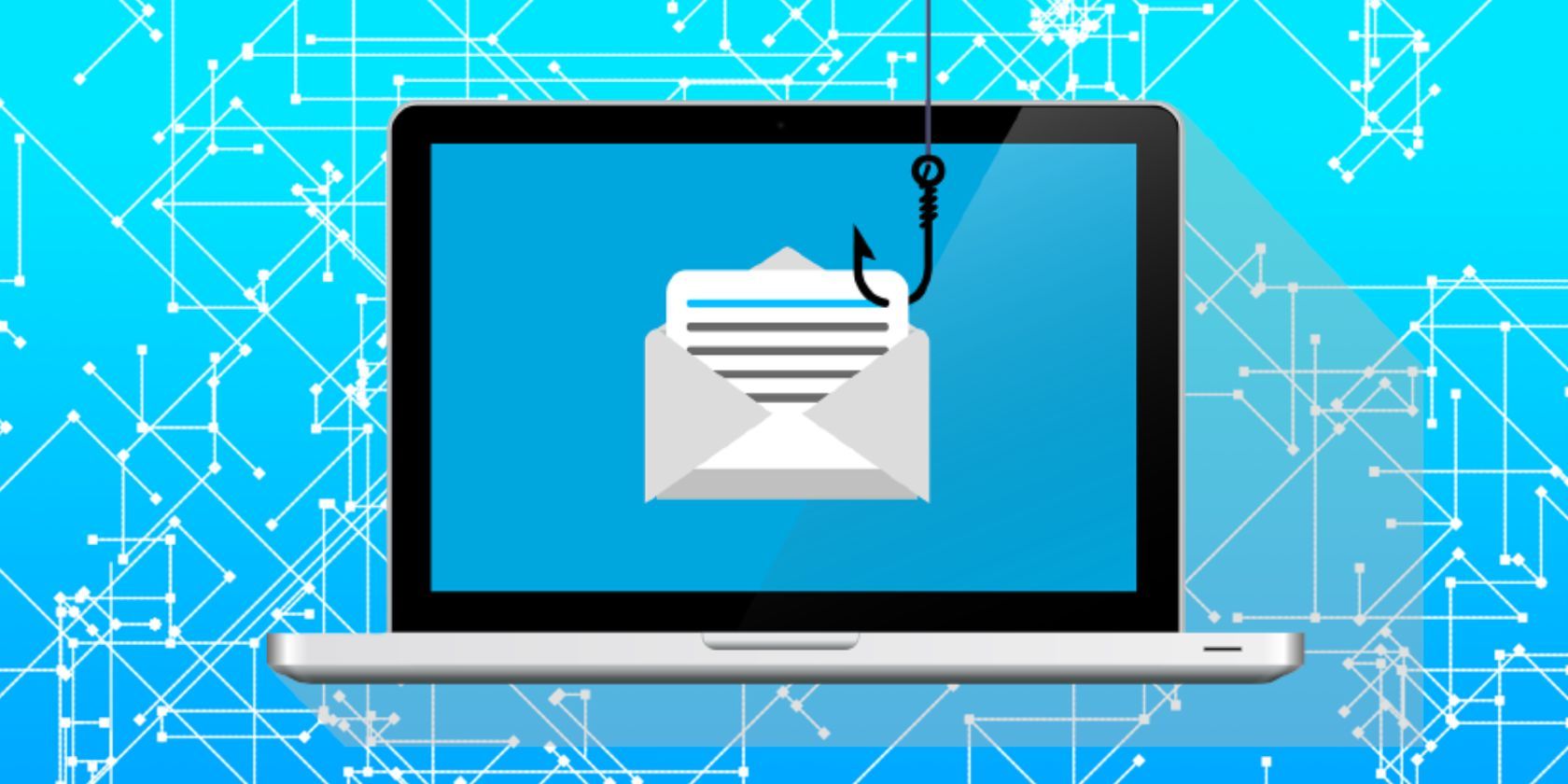 phishing hook stealing email on laptop 