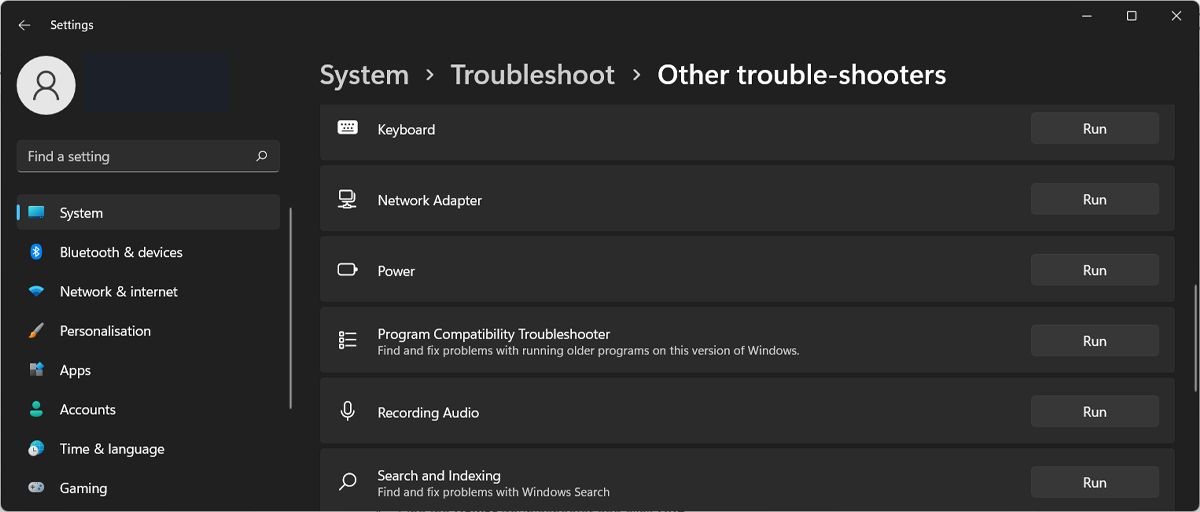 Power troubleshooter in Windows 11