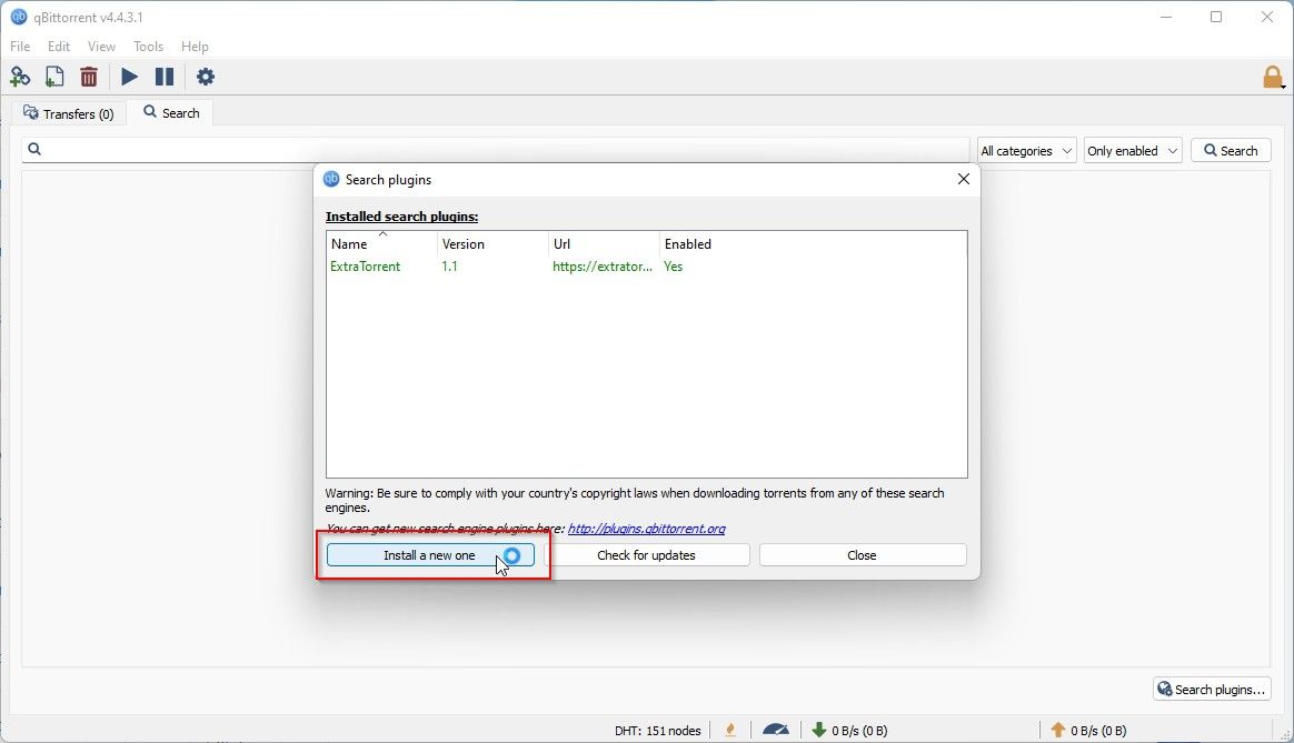 qBitTorrent Install New Plugin
