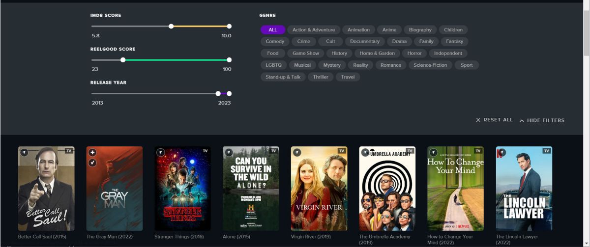 Choosing a movie with Reelgood