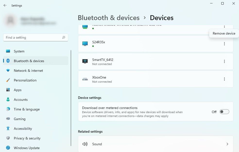 removing bluetooth device from settings