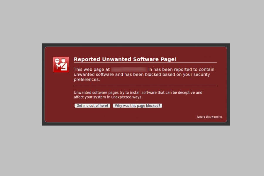 Unwanted Software page popup