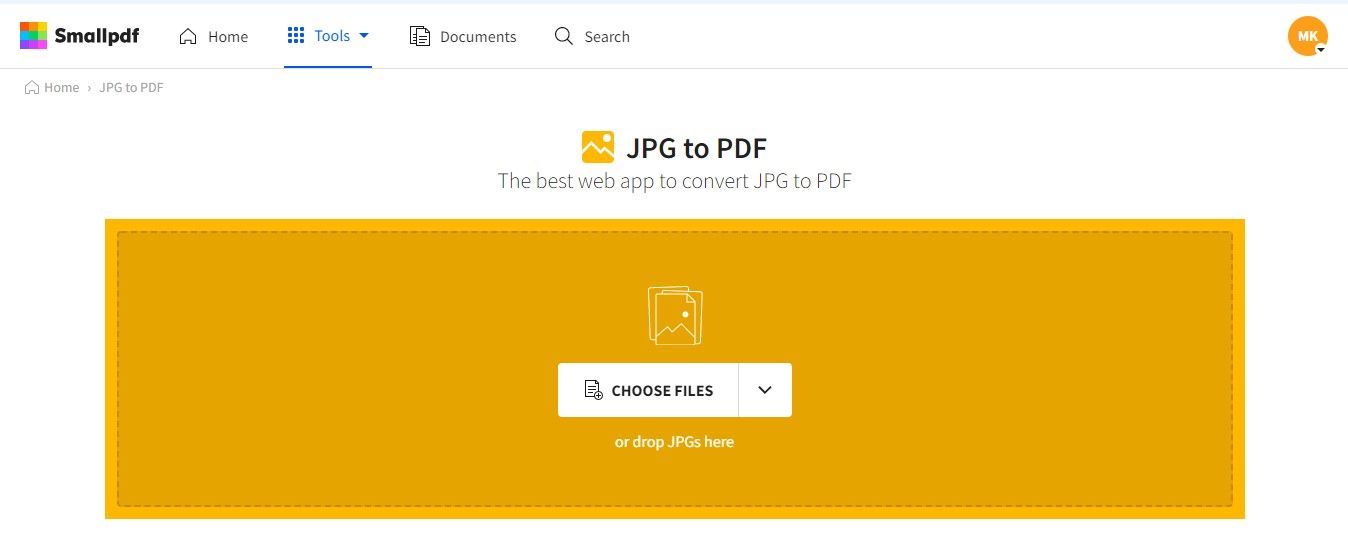 smallPDF helps easily convert JPG