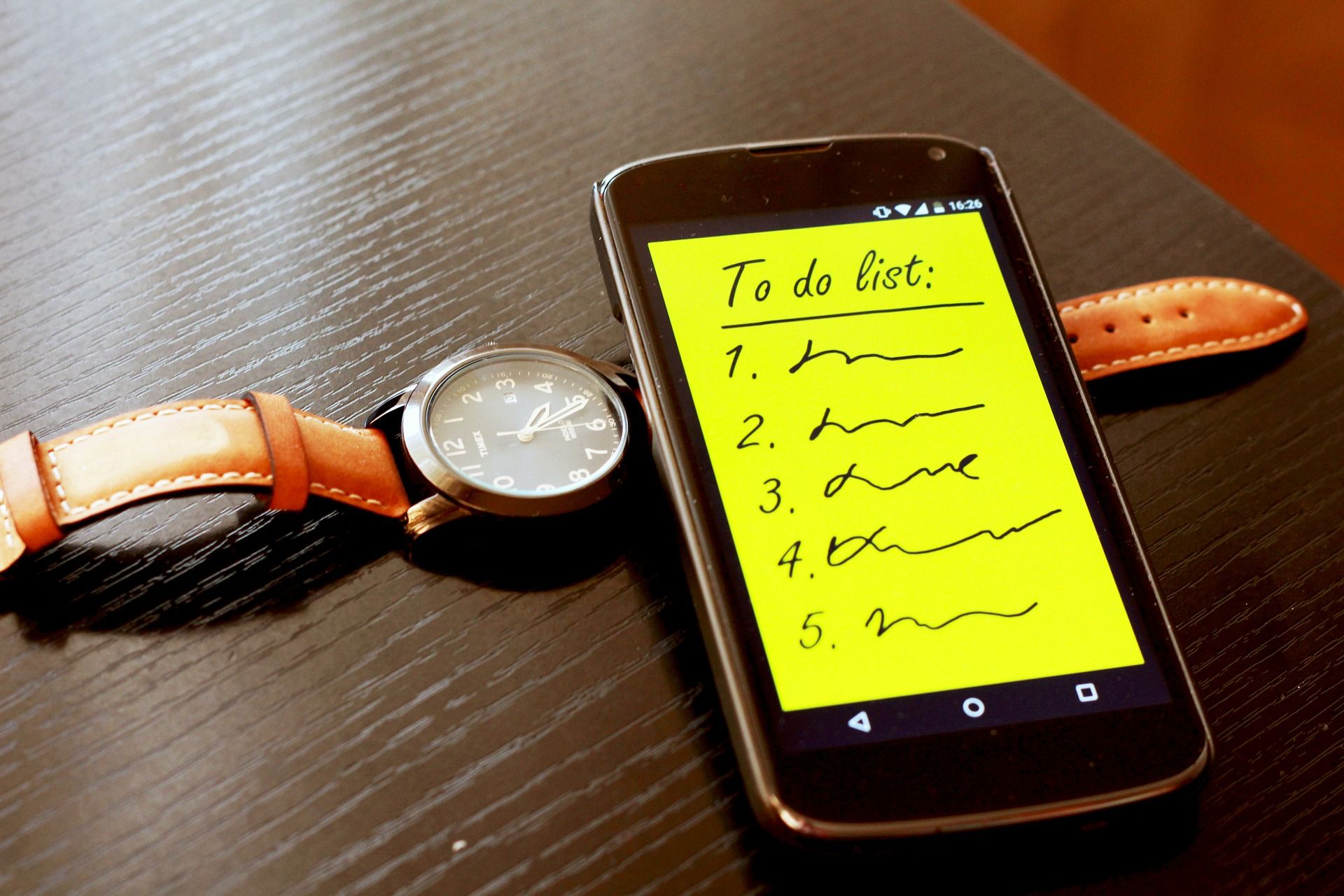 smartphone showing an Ivy Lee style task list