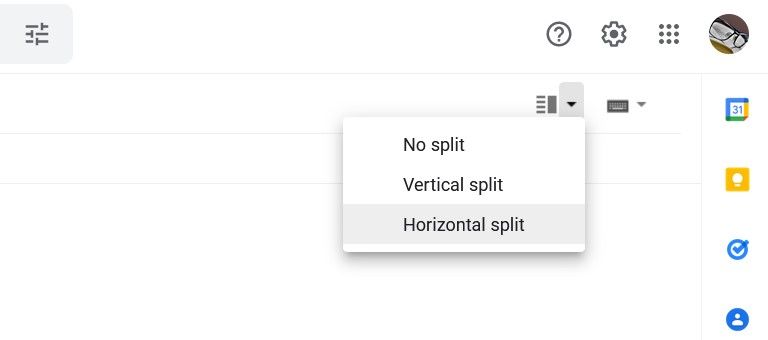 Split Pane Options on Gmail