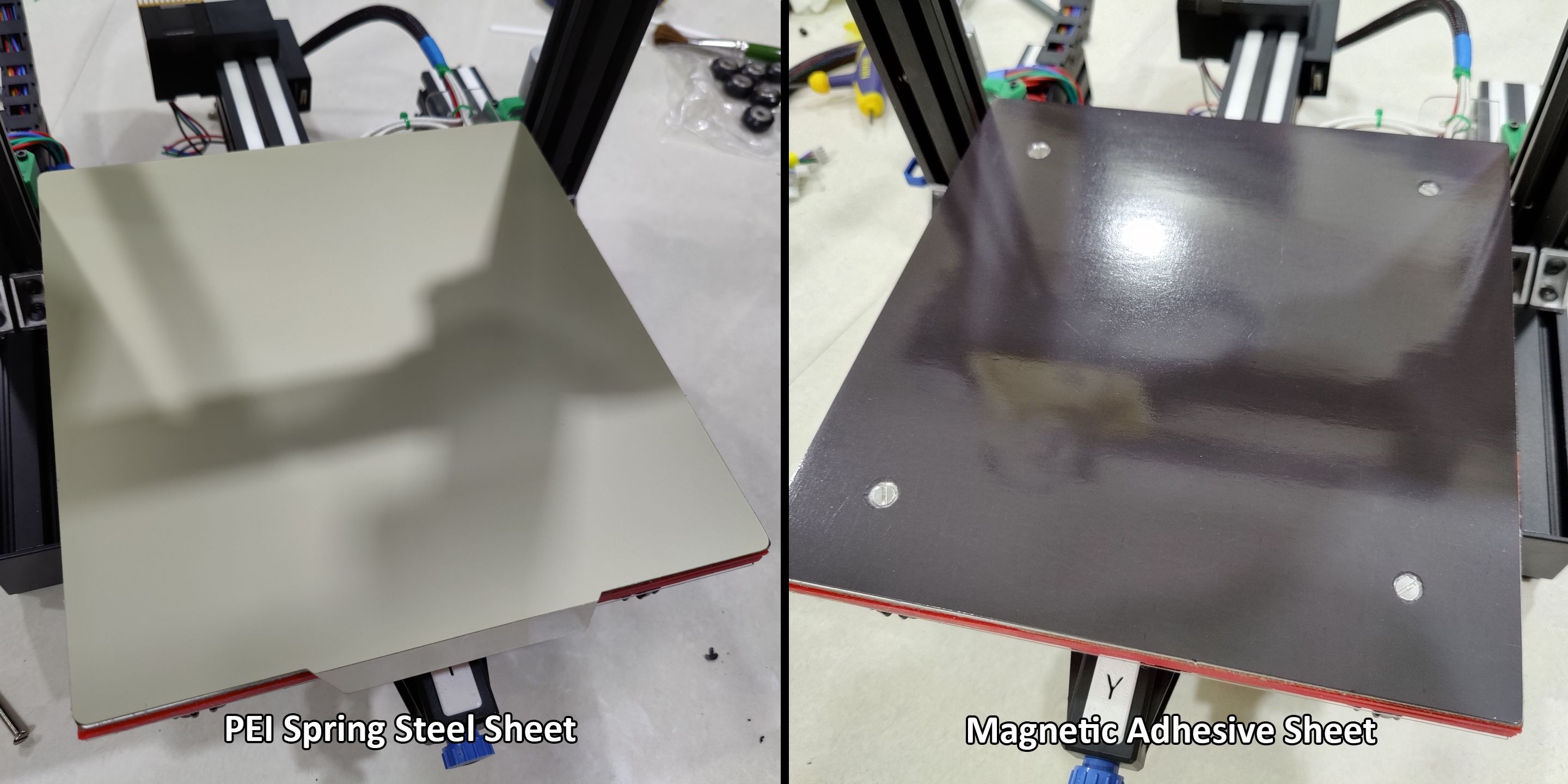Spring steel PEI sheet on magnetic sheet