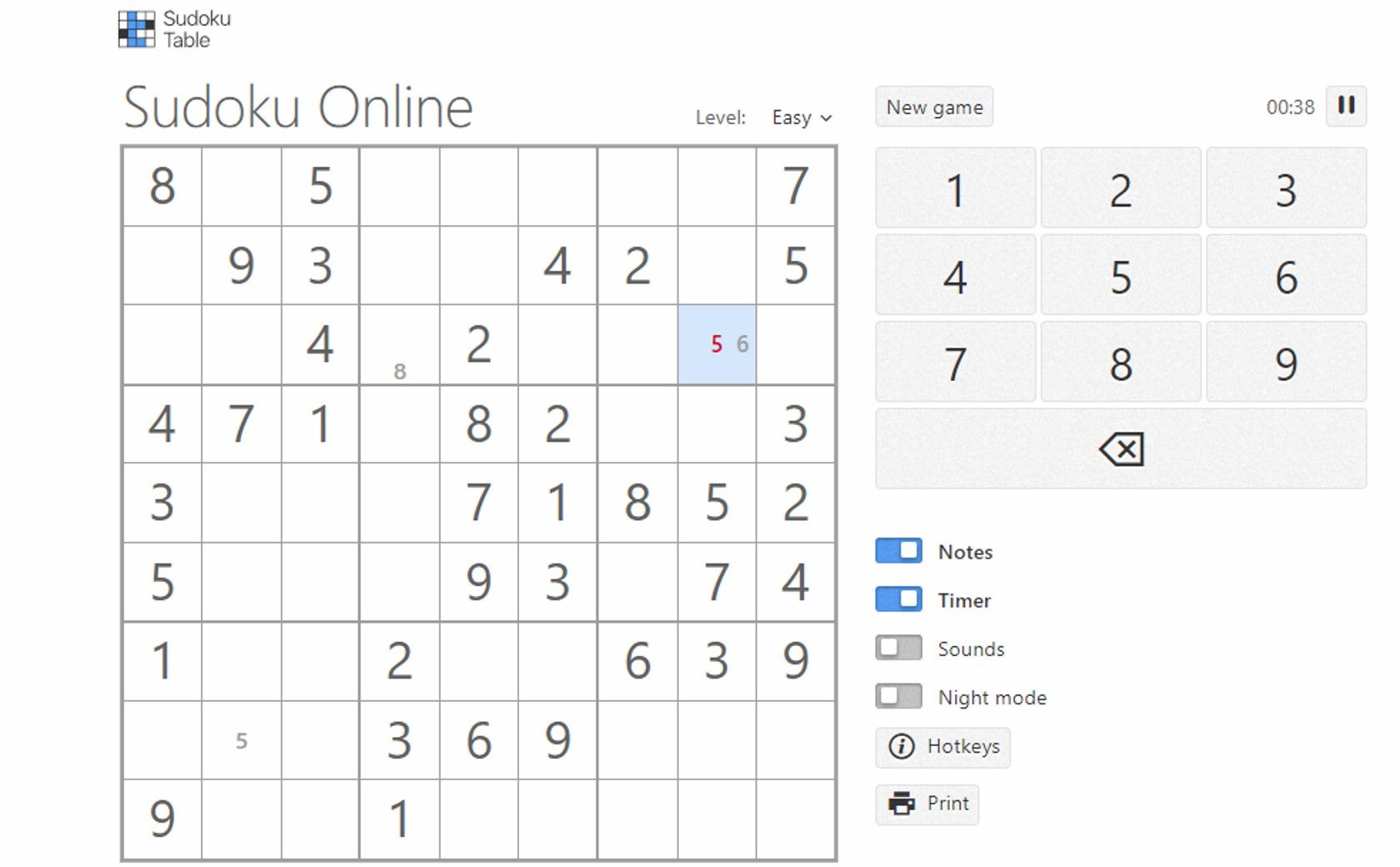 sudoku table online Sudoku puzzle website