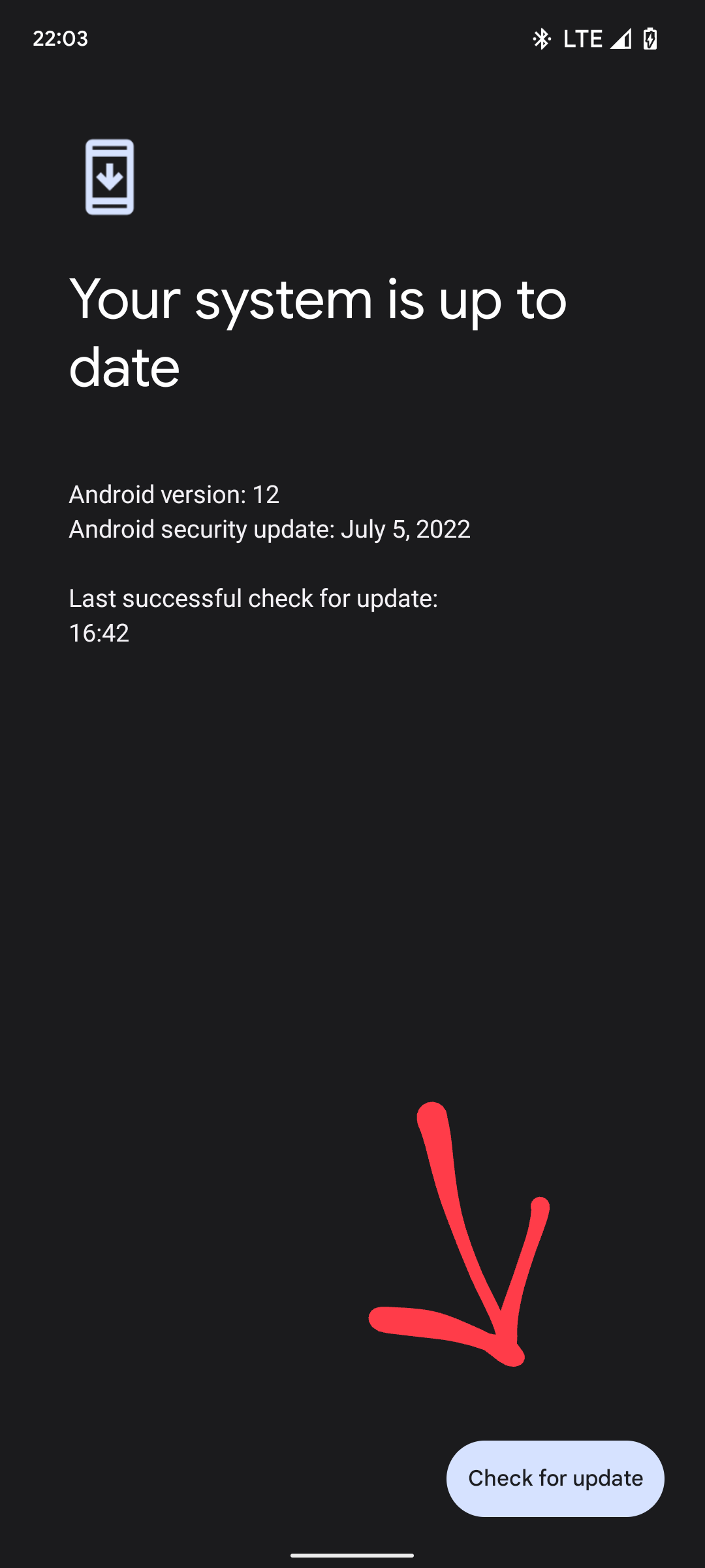 image showing Android system update notification