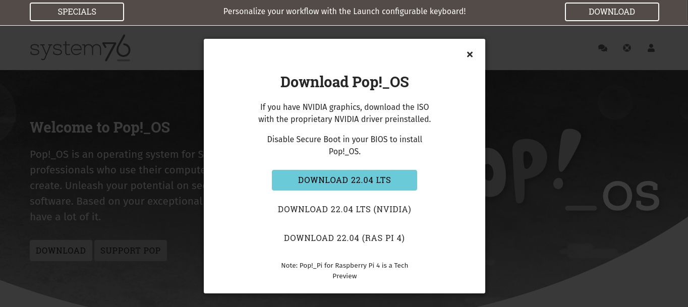 Pop!_OS Rasperry Pi Download Page