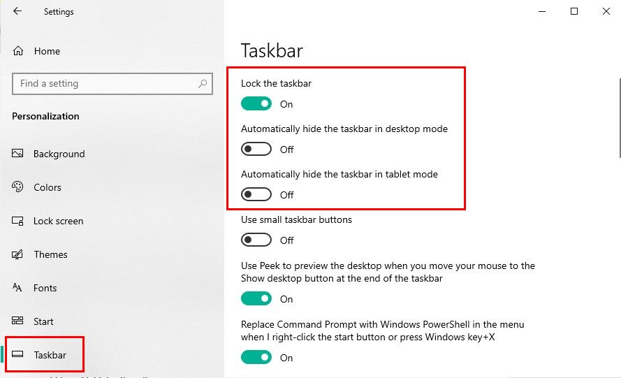 Configuración de la barra de tareas en Windows