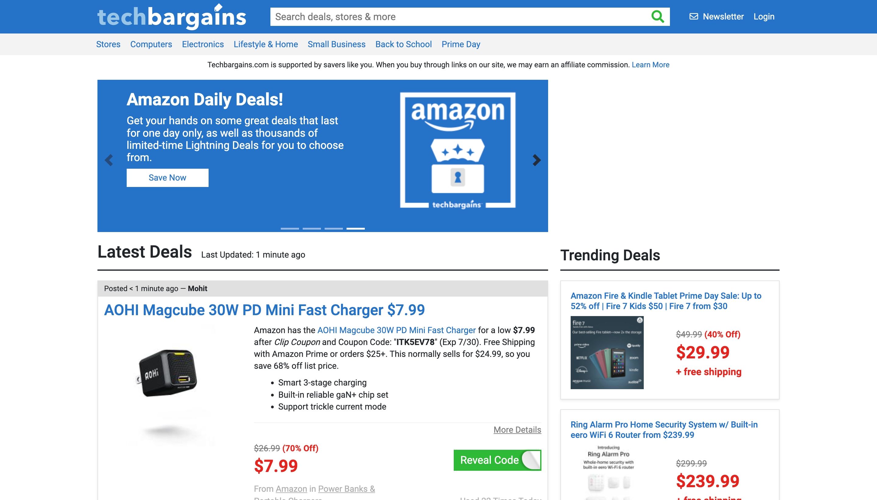 TechBargains discount finder website