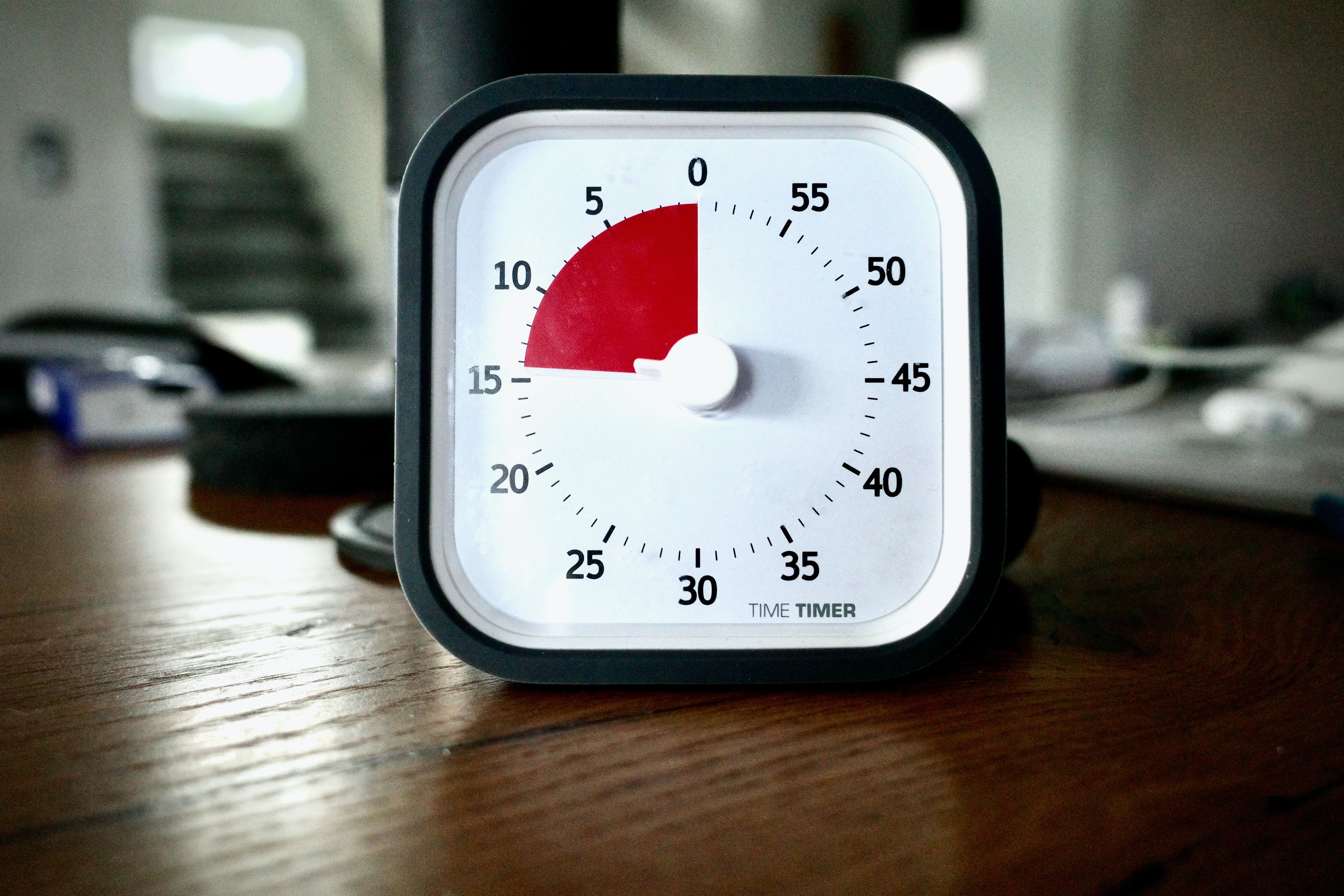 A timer on a desk