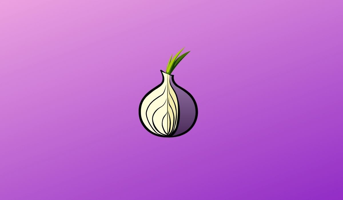 Tor browser logo is seen on a purple background