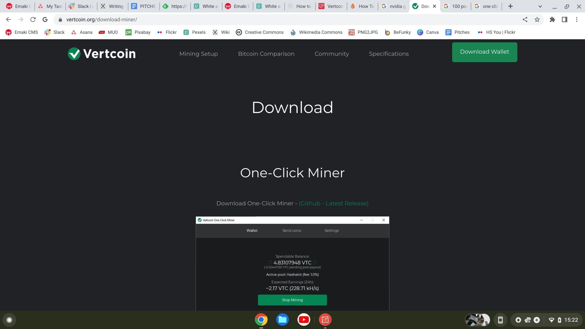 vertcoin mining software download page screenshot